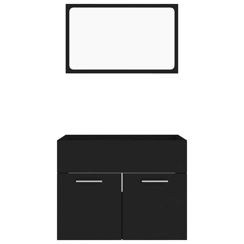 vidaXL 2 Piece Bathroom Furniture Set Black Engineered Wood