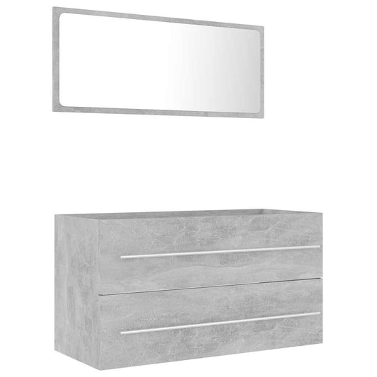 vidaXL Bathroom Furniture Set | Concrete grey | Engineered wood | Medium