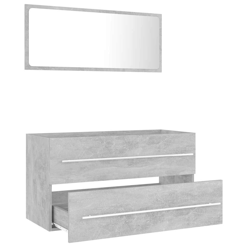 vidaXL Bathroom Furniture Set | Concrete grey | Engineered wood | Medium