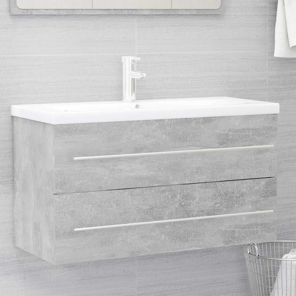 vidaXL Bathroom Furniture Set | Concrete grey | Engineered wood | Medium