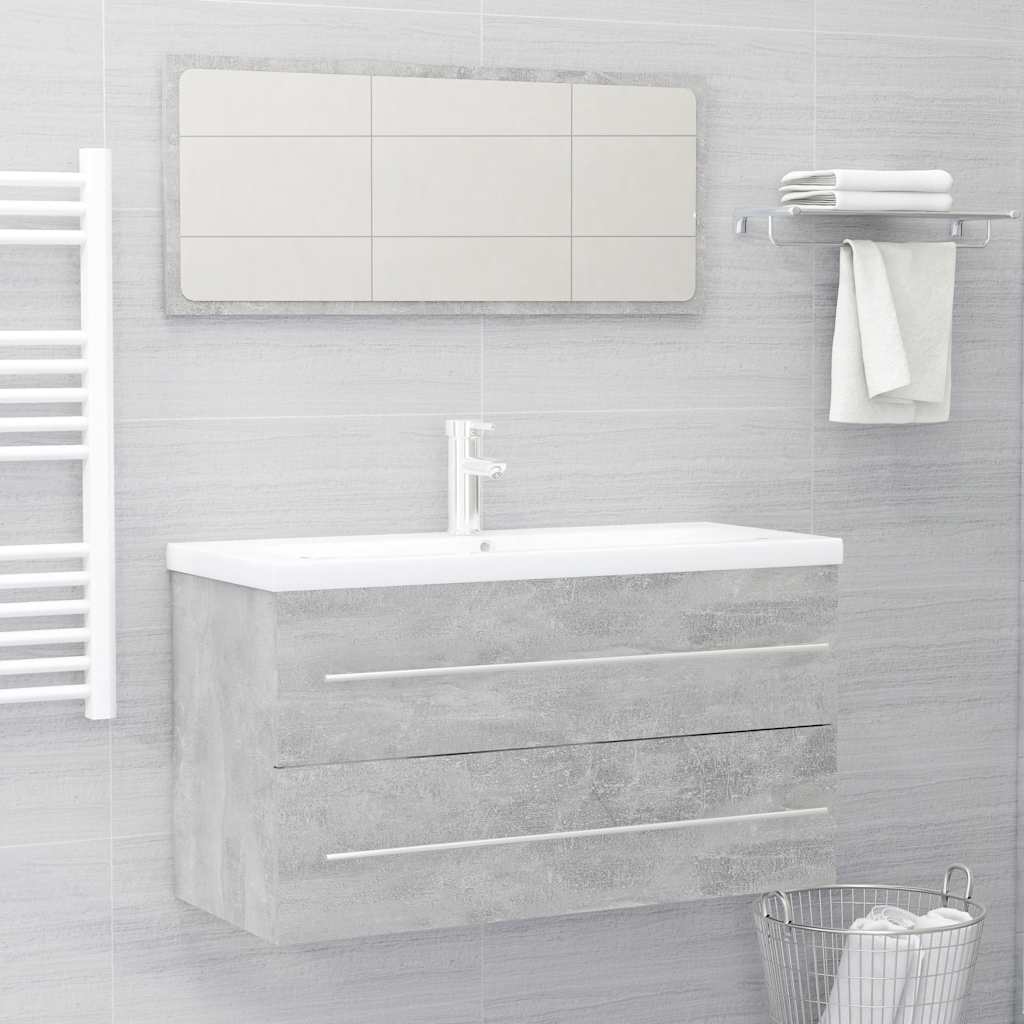 vidaXL Bathroom Furniture Set | Concrete grey | Engineered wood | Medium