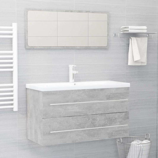804849 vidaXL 2 Piece Bathroom Furniture Set Concrete Grey Engineered Wood