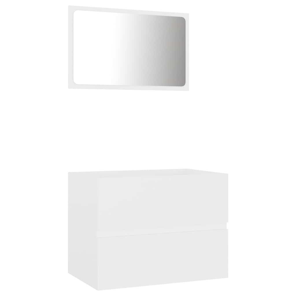 vidaXL Bathroom Furniture Set | White | Engineered Wood, Acrylic | Medium