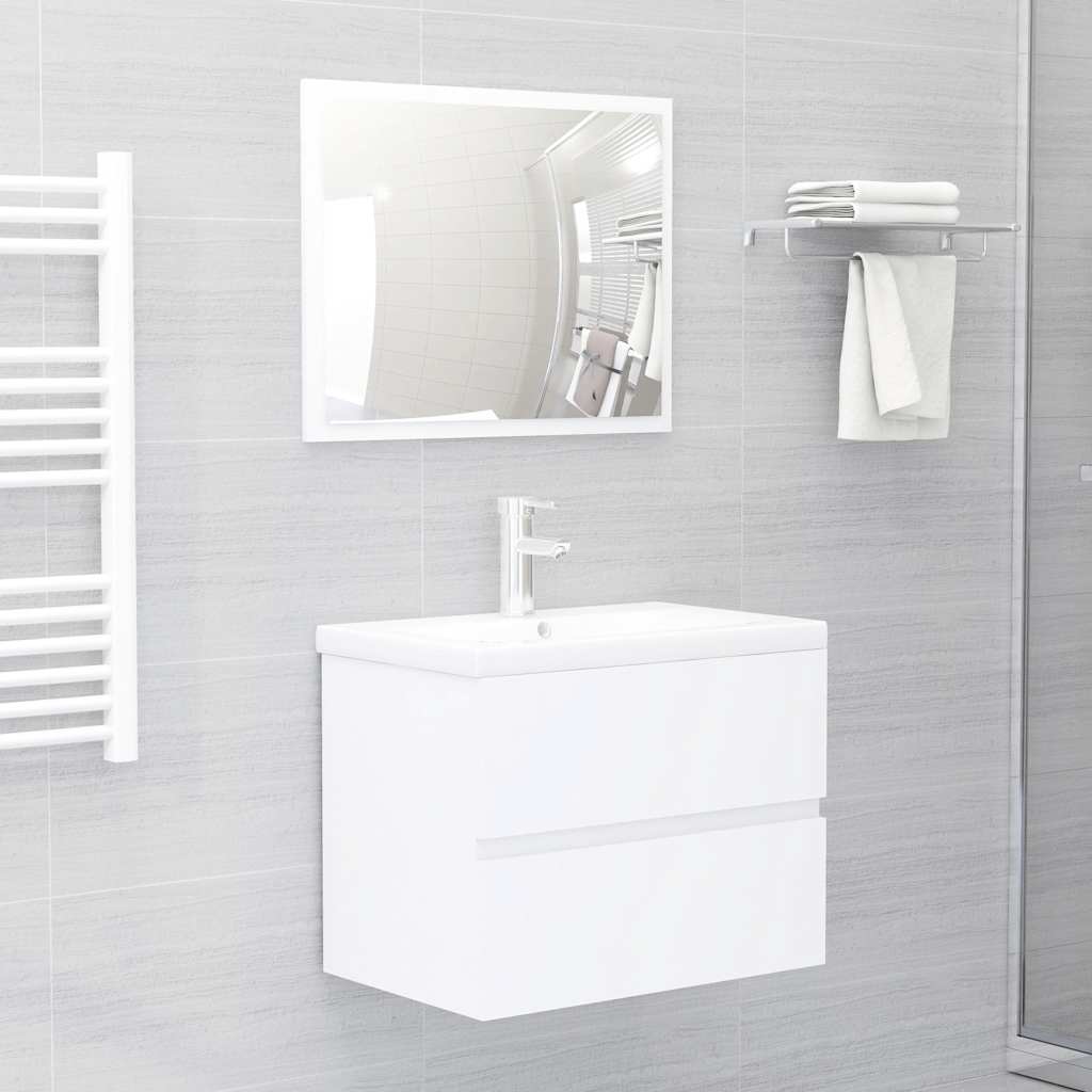 vidaXL Bathroom Furniture Set | White | Engineered Wood, Acrylic | Medium