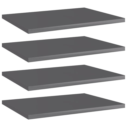 805168 vidaXL Bookshelf Boards 4 pcs High Gloss Grey 40x30x1,5 cm Engineered Wood
