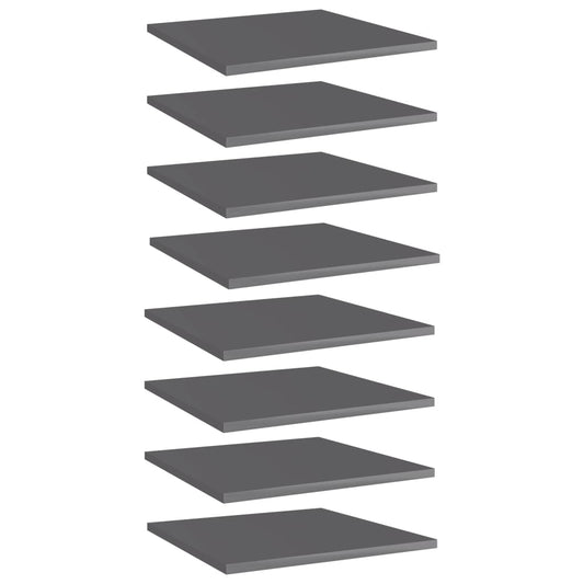 805185 vidaXL Bookshelf Boards 8 pcs High Gloss Grey 40x40x1,5 cm Engineered Wood