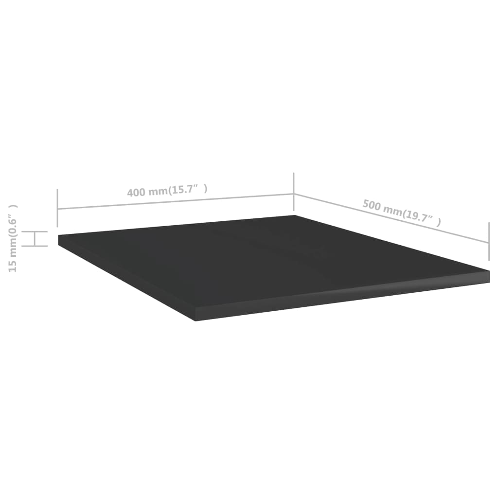 805199 vidaXL Bookshelf Boards 8 pcs High Gloss Black 40x50x1,5 cm Engineered Wood