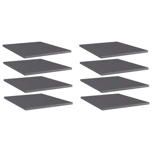 805201 vidaXL Bookshelf Boards 8 pcs High Gloss Grey 40x50x1,5 cm Engineered Wood