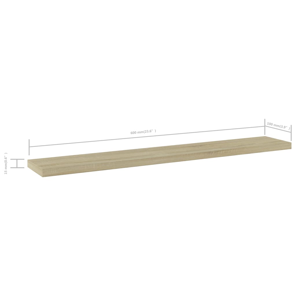 805208 vidaXL Bookshelf Boards 4 pcs Sonoma Oak 60x10x1,5 cm Engineered Wood