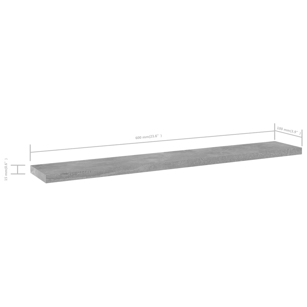 805211 vidaXL Bookshelf Boards 8 pcs Concrete Grey 60x10x1,5 cm Engineered Wood