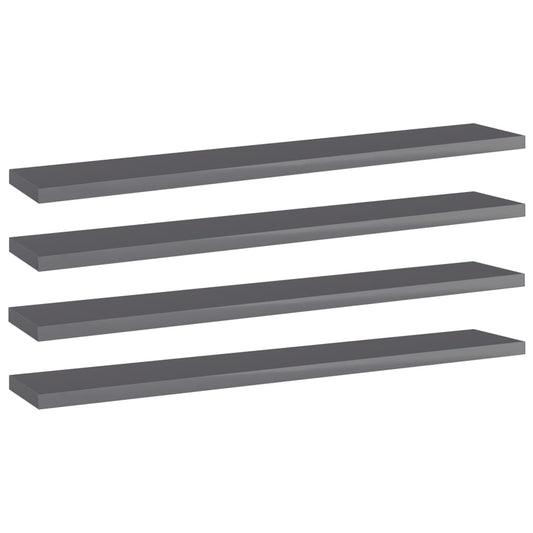 805216 vidaXL Bookshelf Boards 4 pcs High Gloss Grey 60x10x1,5 cm Engineered Wood