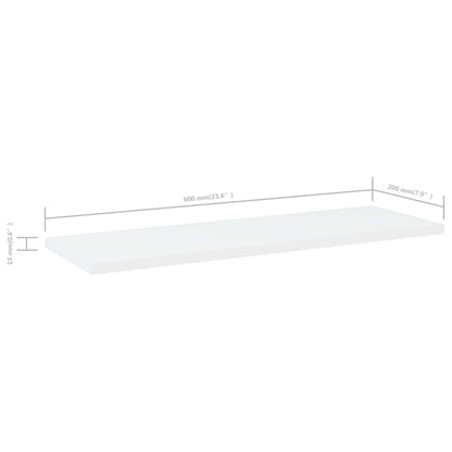 805218 vidaXL Bookshelf Boards 4 pcs White 60x20x1,5 cm Engineered Wood