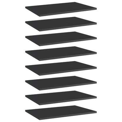805263 vidaXL Bookshelf Boards 8 pcs High Gloss Black 60x40x1,5 cm Engineered Wood