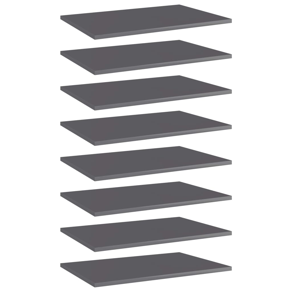 vidaXL Bookshelf Boards 8 pcs High Gloss Grey 60x40x1.5 cm Engineered Wood