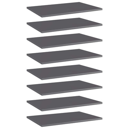vidaXL Bookshelf Boards 8 pcs High Gloss Grey 60x40x1.5 cm Engineered Wood