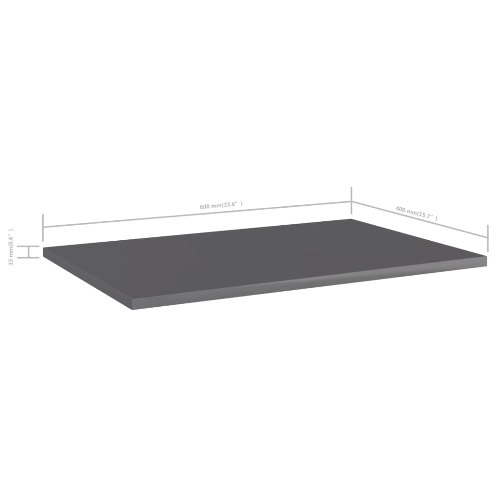 vidaXL Bookshelf Boards 8 pcs High Gloss Grey 60x40x1.5 cm Engineered Wood