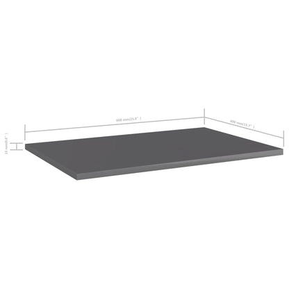 vidaXL Bookshelf Boards 8 pcs High Gloss Grey 60x40x1.5 cm Engineered Wood