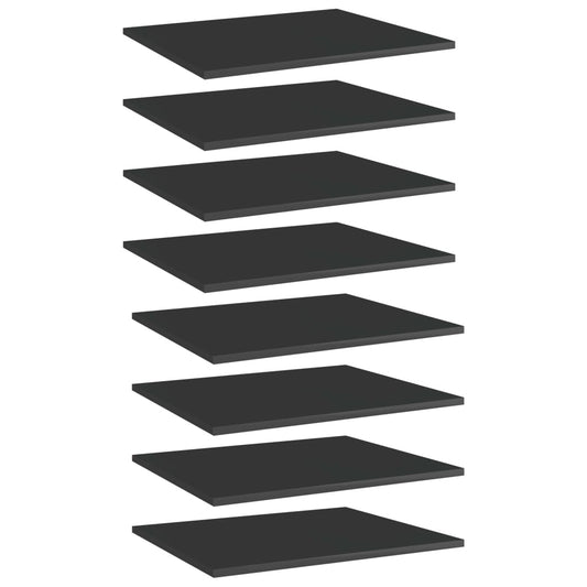 805279 vidaXL Bookshelf Boards 8 pcs High Gloss Black 60x50x1,5 cm Engineered Wood