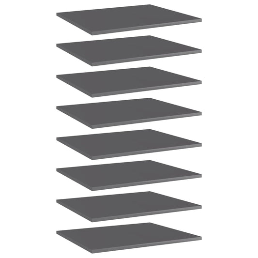 805281 vidaXL Bookshelf Boards 8 pcs High Gloss Grey 60x50x1,5 cm Engineered Wood