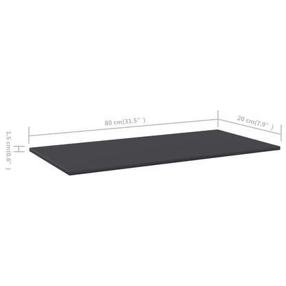 vidaXL Bookshelf Boards 8 pcs Grey 80x20x1.5 cm Engineered Wood