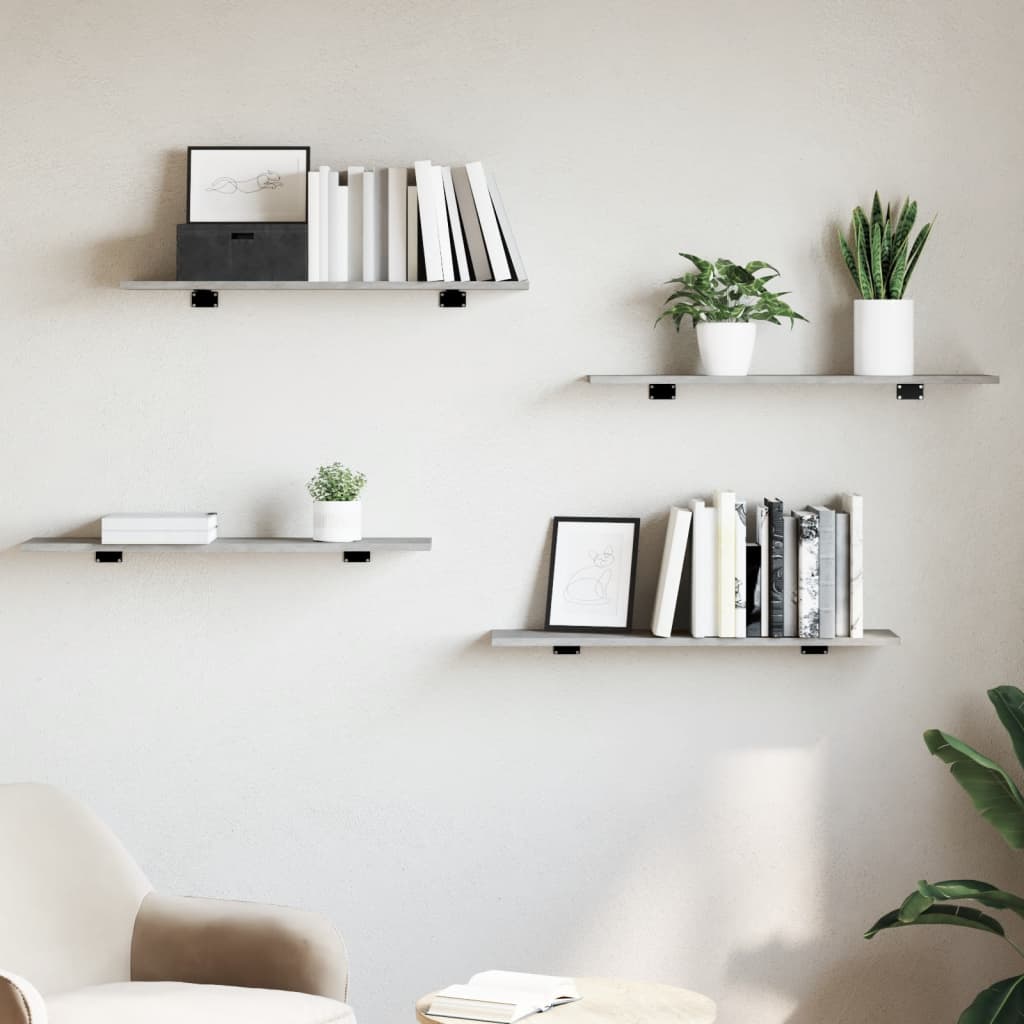 805306 vidaXL Bookshelf Boards 4 pcs Concrete Grey 80x20x1,5 cm Engineered Wood
