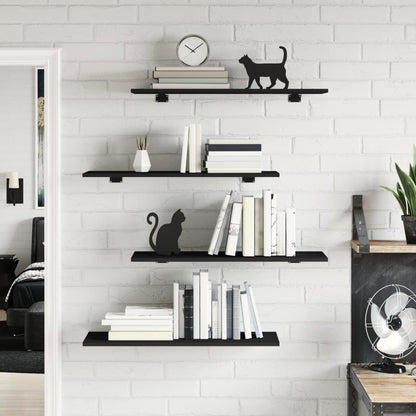805316 vidaXL Bookshelf Boards 4 pcs Black 80x30x1,5 cm Engineered Wood