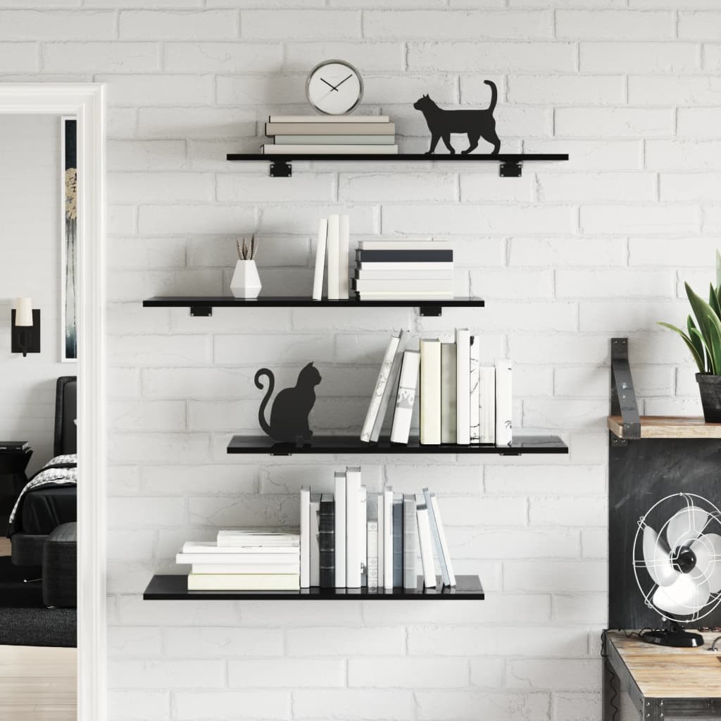 805327 vidaXL Bookshelf Boards 8 pcs High Gloss Black 80x30x1,5 cm Engineered Wood