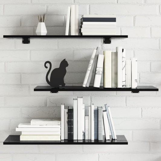 805327 vidaXL Bookshelf Boards 8 pcs High Gloss Black 80x30x1,5 cm Engineered Wood