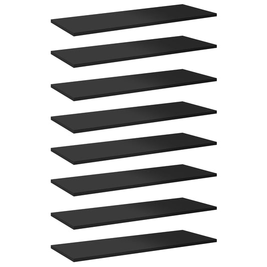 805327 vidaXL Bookshelf Boards 8 pcs High Gloss Black 80x30x1,5 cm Engineered Wood