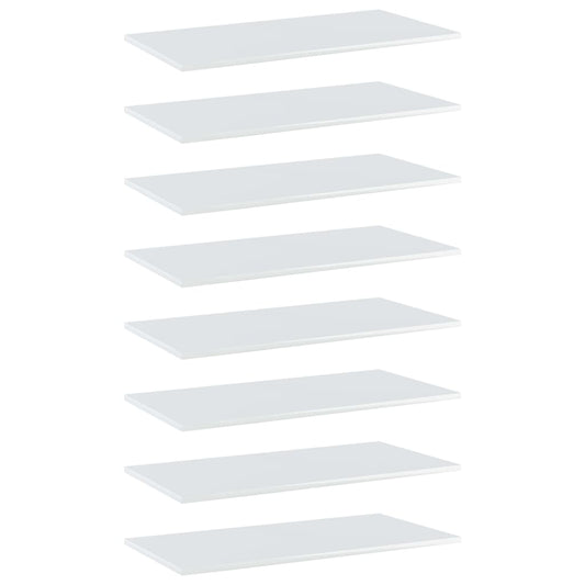 805341 vidaXL Bookshelf Boards 8 pcs High Gloss White 80x40x1,5 cm Engineered Wood