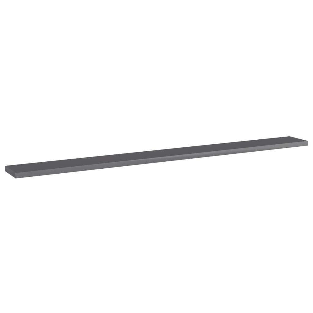 805376 vidaXL Bookshelf Boards 4 pcs High Gloss Grey 100x10x1,5 cm Engineered Wood
