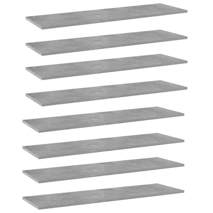 805403 vidaXL Bookshelf Boards 8 pcs Concrete Grey 100x30x1,5 cm Engineered Wood