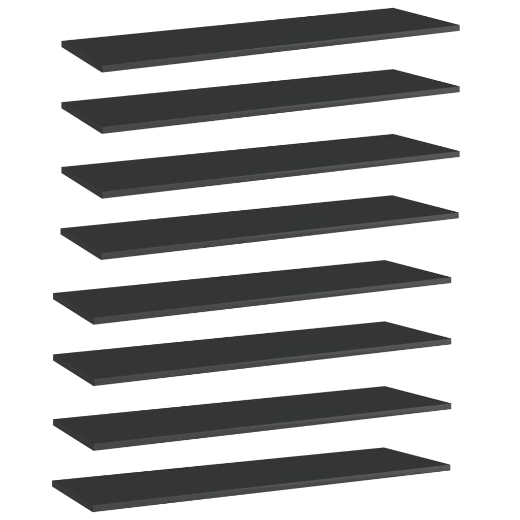805407 vidaXL Bookshelf Boards 8 pcs High Gloss Black 100x30x1,5 cm Engineered Wood
