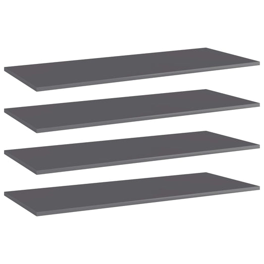 805417 vidaXL Bookshelf Boards 4 pcs High Gloss Grey 100x40x1,5 cm Engineered Wood
