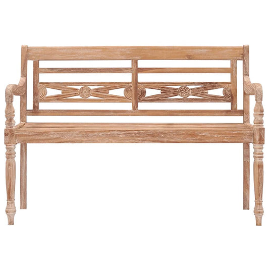 vidaXL Batavia Bench 120 cm White Wash Solid Teak Wood