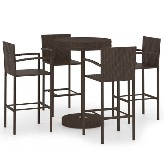 vidaXL Garden Bar Set | Brown | PE rattan | Medium | Seats Many | Garden Bar Set