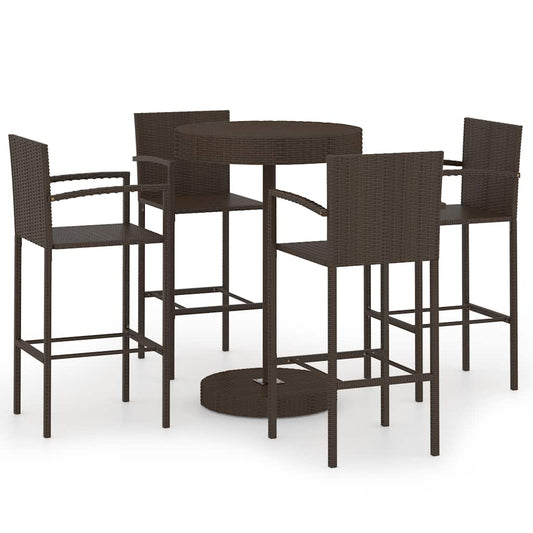 vidaXL Garden Bar Set | Brown | PE rattan | Medium | Seats Many | Garden Bar Set