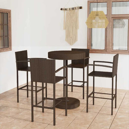 vidaXL Garden Bar Set | Brown | PE rattan | Medium | Seats Many | Garden Bar Set