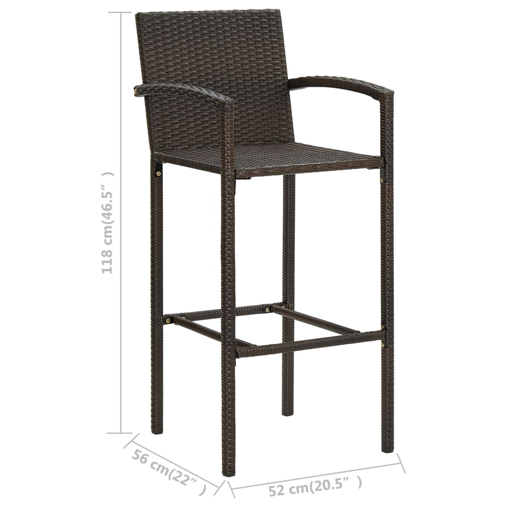 vidaXL Garden Bar Set | Brown | PE rattan | 5 Piece Set | Footrest