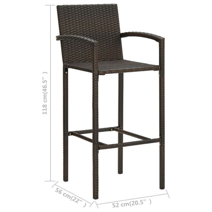 vidaXL Garden Bar Set | Brown | PE rattan | 5 Piece Set | Footrest