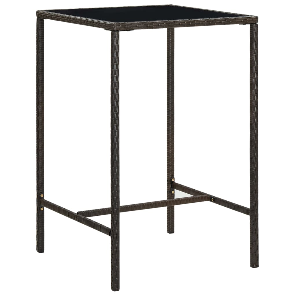 vidaXL Garden Bar Set | Brown | PE rattan, powder-coated steel, tempered glass