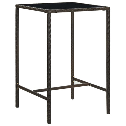 vidaXL Garden Bar Set | Brown | PE rattan, powder-coated steel, tempered glass