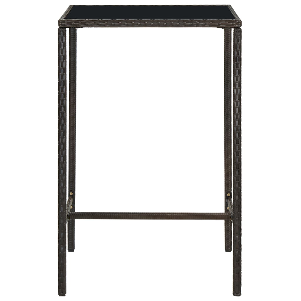 vidaXL Garden Bar Set | Brown | PE rattan, powder-coated steel, tempered glass