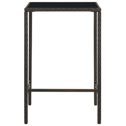 vidaXL Garden Bar Set | Brown | PE rattan, powder-coated steel, tempered glass