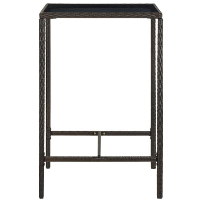 vidaXL Garden Bar Set | Brown | PE rattan, powder-coated steel, tempered glass