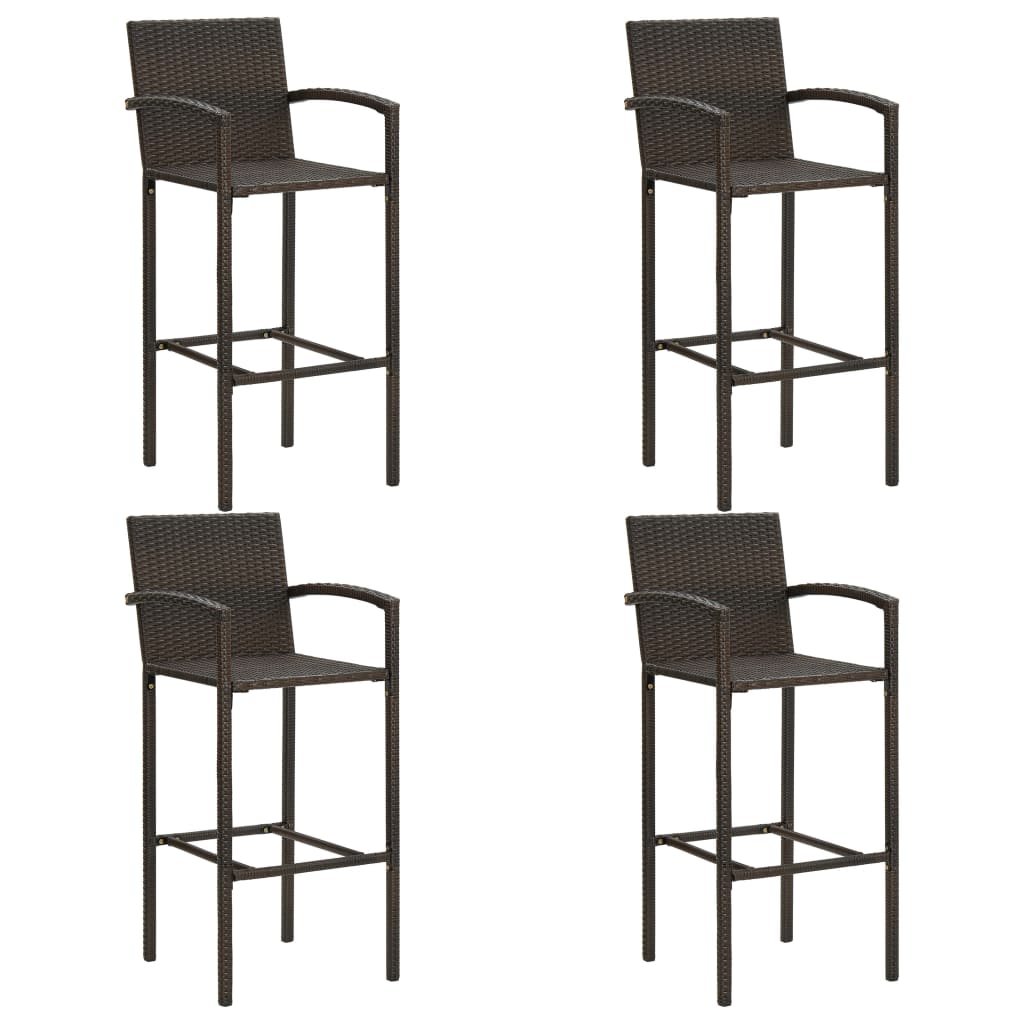 vidaXL Garden Bar Set | Brown | PE rattan, powder-coated steel, tempered glass
