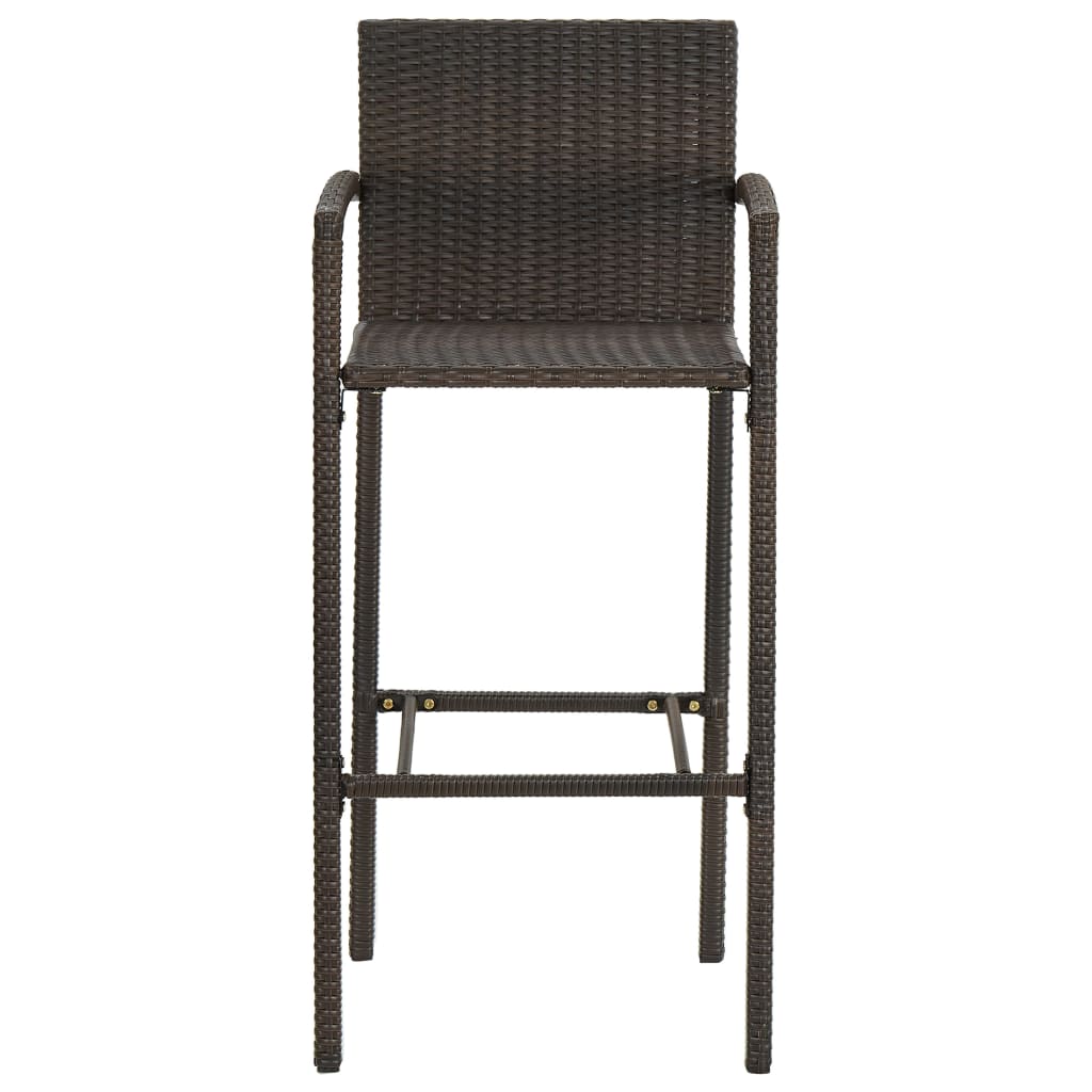 vidaXL Garden Bar Set | Brown | PE rattan, powder-coated steel, tempered glass