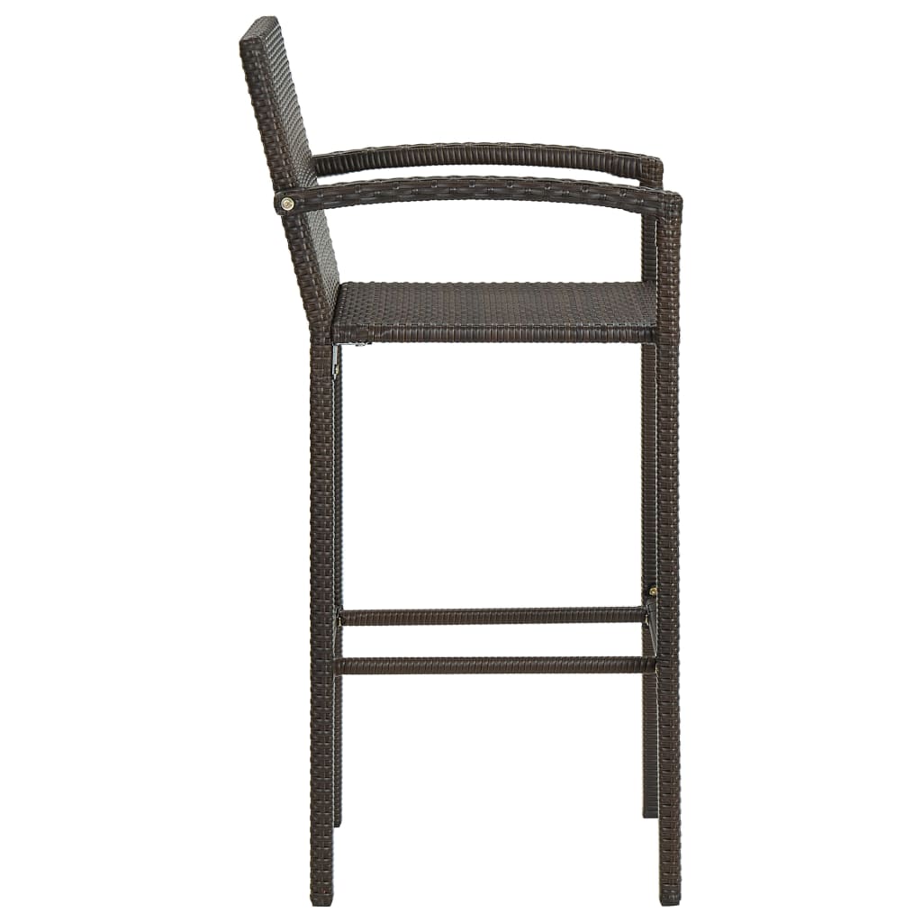 vidaXL Garden Bar Set | Brown | PE rattan, powder-coated steel, tempered glass