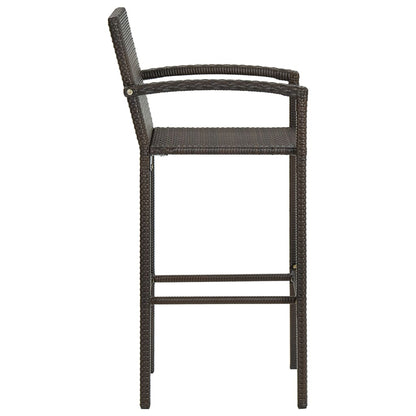 vidaXL Garden Bar Set | Brown | PE rattan, powder-coated steel, tempered glass