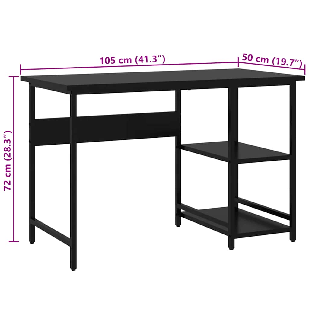 20550 vidaXL Computer Desk Black 105x50x72 cm MDF and Metal